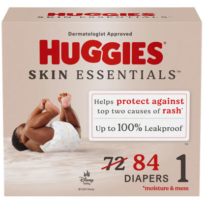 Picture of Huggies Size 1 Diapers, Skin Essentials Baby Diapers, Size 1 (8-14 lbs), 84 Count