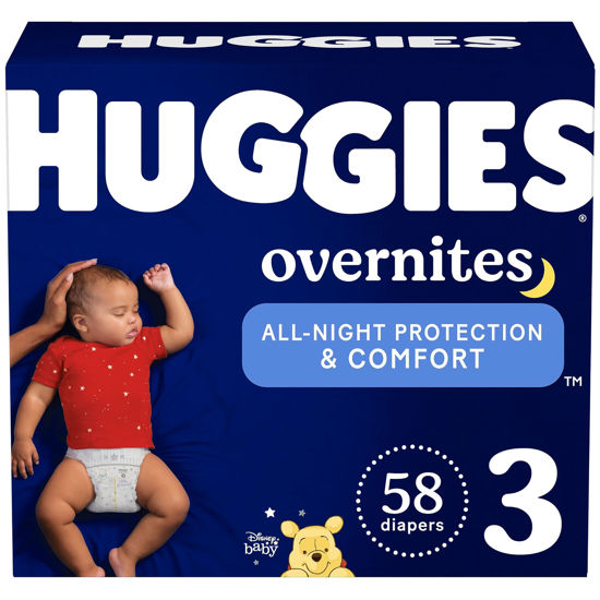 Picture of Huggies Size 3 Overnites Baby Diapers: Overnight Diapers, Size 3 (16-28 lbs), 58 Ct