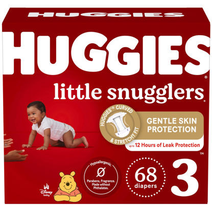 Picture of Huggies Size 3 Diapers, Little Snugglers Baby Diapers, Size 3 (16-28 lbs), 68 Count