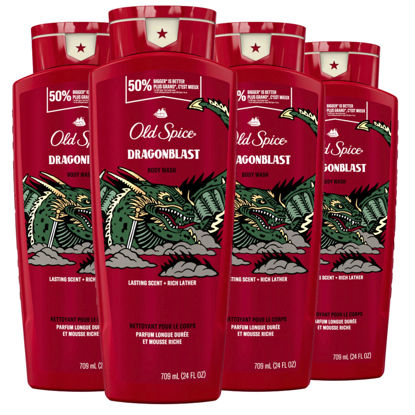 Picture of Old Spice Body Wash for Men, Dragonblast, Long Lasting Lather, 24 fl oz (Pack of 4)