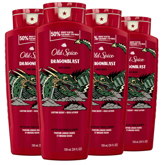 Picture of Old Spice Body Wash for Men, Dragonblast, Long Lasting Lather, 24 fl oz (Pack of 4)