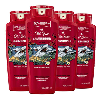 Picture of Old Spice Body Wash for Men, Sharkhammer, Long Lasting Lather, 24 fl oz (Pack of 4)