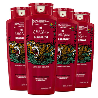 Picture of Old Spice Body Wash for Men, Bearglove, Long Lasting Lather, 24 fl oz (Pack of 4)