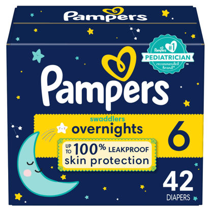 Picture of Pampers Swaddlers Overnights Diapers - Size 6, 42 Count, Disposable Baby Diapers, Night Time Skin Protection