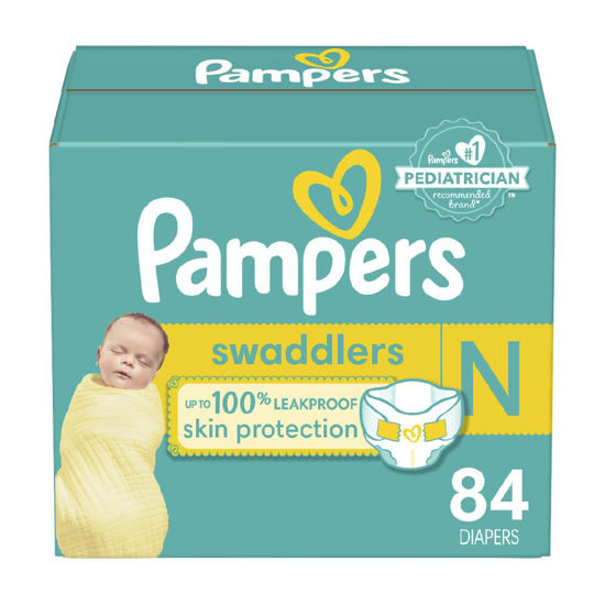 Picture of Pampers Swaddlers Diapers Newborn - Size 0, 84 Count, Ultra Soft Disposable Baby Diapers