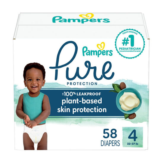 Picture of Pampers Pure Protection Diapers - Size 4, 58 Count, Hypoallergenic Premium Disposable Baby Diapers