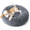 Picture of Bedsure Calming Dog Bed for Small Dogs - Donut Washable Small Pet Bed, 23 inches Anti-Slip Round Fluffy Plush Faux Fur Large Cat Bed, Fits up to 25 lbs Pets, Dark Grey