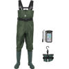 Picture of TIDEWE Bootfoot Chest Wader, 2-Ply Nylon/PVC Waterproof Fishing & Hunting Waders with Boot Hanger for Men and Women Green Size 5