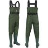 Picture of TIDEWE Bootfoot Chest Wader, 2-Ply Nylon/PVC Waterproof Fishing & Hunting Waders with Boot Hanger for Men and Women Green Size 5