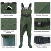 Picture of TIDEWE Bootfoot Chest Wader, 2-Ply Nylon/PVC Waterproof Fishing & Hunting Waders with Boot Hanger for Men and Women Green Size 5