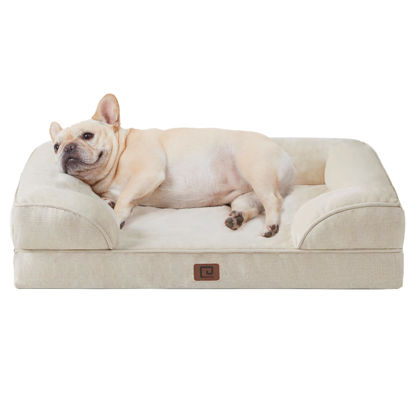 Picture of EHEYCIGA Orthopedic Dog Bed for Medium Dogs, Waterproof Memory Foam Medium Dog Beds with Sides, Non-Slip Bottom and Egg-Crate Foam Medium Dog Couch Bed with Washable Removable Cover, Beige