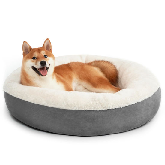 Picture of Love's cabin Round Donut Cat and Dog Cushion Bed, 30in Pet Bed for Medium or Large Dogs, Anti-Slip & Water-Resistant Bottom, Soft Durable Fabric Pet beds, Washable Calming Cat & Dog Bed Grey