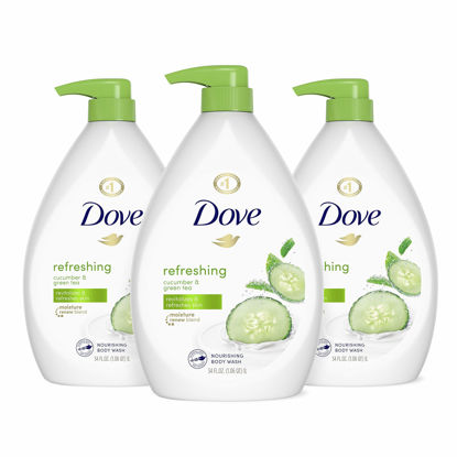 Picture of Dove Refreshing Body Wash with Pump Revitalizes and Refreshes Skin Cucumber and Green Tea Effectively Washes Away Bacteria While Nourishing Your Skin, 34 Fl Oz (Pack of 3)