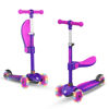 Picture of Gotrax KS3 Kids Kick Scooter, LED Lighted Wheels, Adjustable Height Handlebars and Removable Seat, Lean-to-Steer & Widen Anti-Slip Deck, 3 Wheel Scooter for kids Ages 2-8 and up to 100 Lbs (Purple).