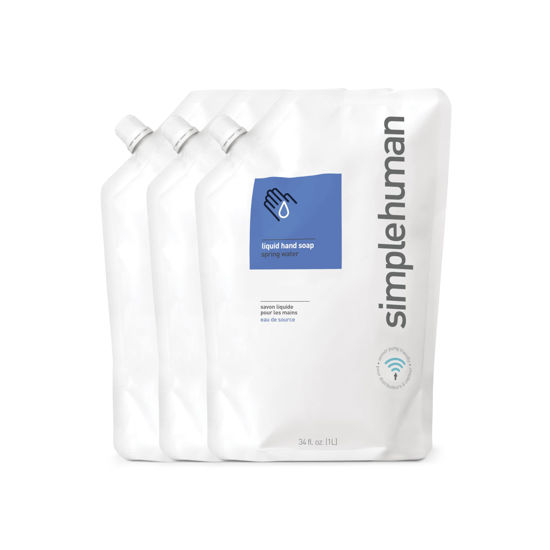 Picture of simplehuman Spring Water Moisturizing Liquid Hand Soap Refill Pouch, 34 Fl. Oz. (Pack of 3)