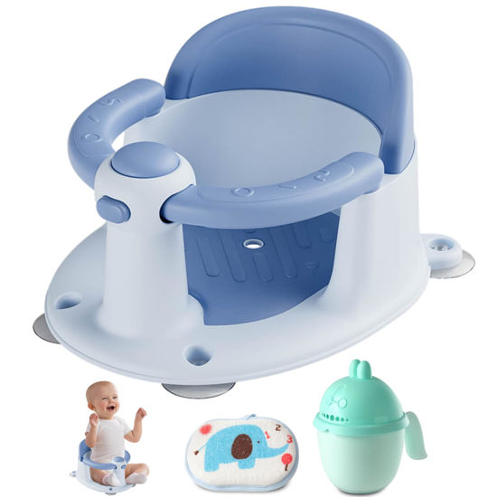 Picture of Trankerloop Baby Bath Seat, Baby Bath Seat for 6 Months & Up, Baby Bathtub Seat with Secure Suction Cups, Non-Slip Infant Bath Seat,Blue