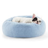 Picture of Bedsure Calming Dog Bed for Small Dogs - Donut Washable Small Pet Bed, Round Anti-Slip Fluffy Plush Faux Fur Large Cat Bed, Fits up to 25 lbs Pets, Blue, 23 inches