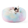 Picture of Bedsure Calming Dog Bed for Small Dogs - Donut Washable Small Pet Bed, Round Anti-Slip Fluffy Plush Faux Fur Large Cat Bed, Fits up to 25 lbs Pets, Multi-Colored, 23 inches