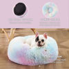 Picture of Bedsure Calming Dog Bed for Small Dogs - Donut Washable Small Pet Bed, Round Anti-Slip Fluffy Plush Faux Fur Large Cat Bed, Fits up to 25 lbs Pets, Multi-Colored, 23 inches