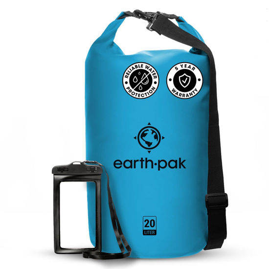 Picture of Earth Pak Waterproof Dry Bag - Roll Top Waterproof Backpack Sack Keeps Gear Dry for Kayaking, Beach, Rafting, Boating, Hiking, Camping and Fishing with Waterproof Phone Case