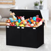 Picture of 122L Large Toy Box Chest with Lid, Foldable Toy Storage Organizer Bin Boxes with Removable Divider for Kids, Boys, Girls, Nursery, Playroom, 26"x17" x17"(Linen Black)