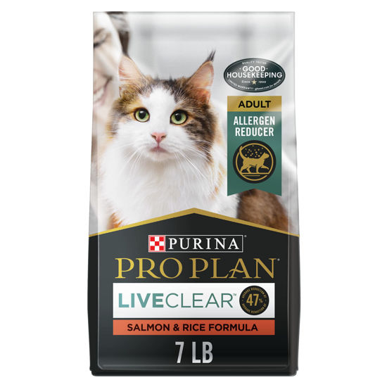 Picture of Purina Pro Plan Allergen Reducing, High Protein Cat Food, LIVECLEAR Salmon and Rice Formula - 7 lb. Bag