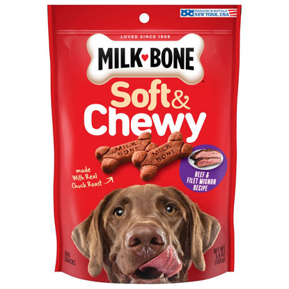 Picture of Milk-Bone Soft & Chewy Dog Treats, Beef & Filet Mignon Recipe, 5.6 Ounce (Pack of 10) Made with Real Chuck Roast