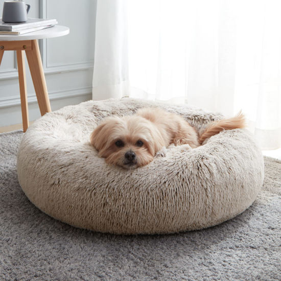 Picture of WESTERN HOME WH Calming Dog & Cat Bed, Anti-Anxiety Donut Cuddler Warming Cozy Soft Round Bed, Fluffy Faux Fur Plush Cushion Bed for Small Medium Dogs and Cats