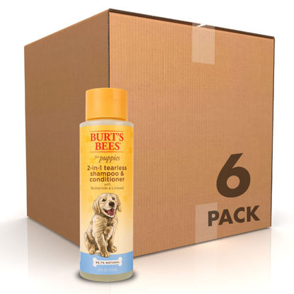 Picture of Burt's Bees for Pets Natural Tearless 2 in 1 Dog Shampoo & Conditioner with Buttermilk and Linseed Oil | Gentle & Safe for Puppies | pH Balanced for Puppies - Made in USA, 16 Oz - 6 Pack