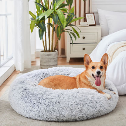 Picture of WESTERN HOME WH Calming Dog & Cat Bed, Anti-Anxiety Donut Cuddler Warming Cozy Soft Round Bed, Fluffy Faux Fur Plush Cushion Bed for Small Medium Dogs and Cats (20"/24"/27"/30")