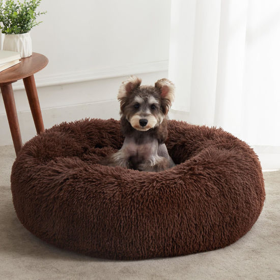 Picture of WESTERN HOME WH Calming Dog Bed & Cat Bed, Anti-Anxiety Donut Dog Cuddler Bed, Warming Cozy Soft Dog Round Bed, Fluffy Faux Fur Plush Dog Cat Cushion Bed for Small Medium Dogs and Cats