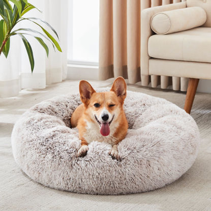 Picture of WESTERN HOME WH Calming Dog & Cat Bed, Anti-Anxiety Donut Cuddler Warming Cozy Soft Round Bed, Fluffy Faux Fur Plush Cushion Bed for Small Medium Dogs and Cats (20"/24"/27"/30")