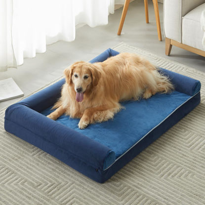 Picture of BFPETHOME Washable Dog Beds for Large Dogs, Orthopedic Dog Bed Large, Big Dog Couch Bed with Removable Washable Cover, Waterproof Lining and Nonskid Bottom, Egg-Crate Foam Pet Sofa Bed for Sleeping