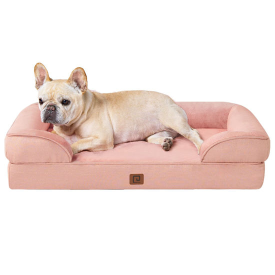 Picture of EHEYCIGA Orthopedic Dog Bed for Medium Dogs, Waterproof Memory Foam Medium Dog Beds with Sides, Non-Slip Bottom and Egg-Crate Foam Medium Dog Couch Bed with Washable Removable Cover, Dusty Pink