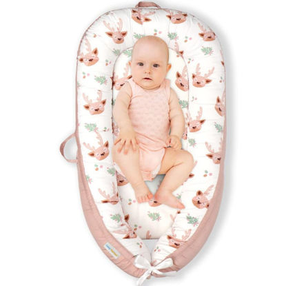 Picture of Softbless Baby lounger cover, Ultra breathable soft cotton perfect for tummy time, portable & adjustable infant cover floor seat for traveling | newborn shower gift baby lounge (ELK)