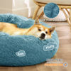 Picture of Bedsure Calming Dog Bed for Medium Dogs - Donut Washable Medium Pet Bed, 30 inches Anti-Slip Round Fluffy Plush Faux Fur Cat Bed, Fits up to 45 lbs Pets, Washed Blue