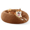 Picture of Bedsure Calming Dog Bed for Medium Dogs - Donut Washable Medium Pet Bed, 30 inches Anti-Slip Round Fluffy Plush Faux Fur Cat Bed, Fits up to 45 lbs Pets, Caramel