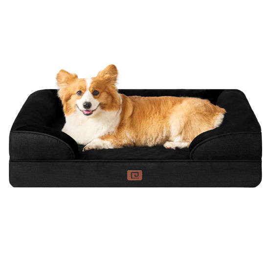 Picture of EHEYCIGA Orthopedic Dog Beds for Large Dogs, Waterproof Memory Foam Large Dog Bed with Sides, Non-Slip Bottom and Egg-Crate Foam Large Dog Couch Bed with Washable Removable Cover, Black