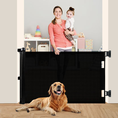 Picture of Upgrade 71 Retractable Baby Gate for Stairs,42" Tall Mesh Baby Gate or Mesh Dog Gate, 6 Foot Retractable Baby Gate, Child Safety Gate for Doorways, Stairs, Hallways, Indoor/Outdoor(Black)