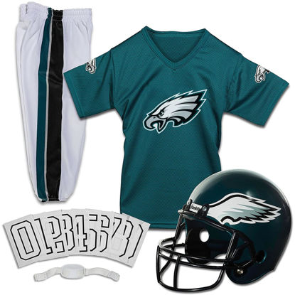 Picture of Franklin Sports Philadelphia Eagles Kids Football Uniform Set - NFL Youth Football Costume for Boys & Girls - Set Includes Helmet, Jersey & Pants - Medium