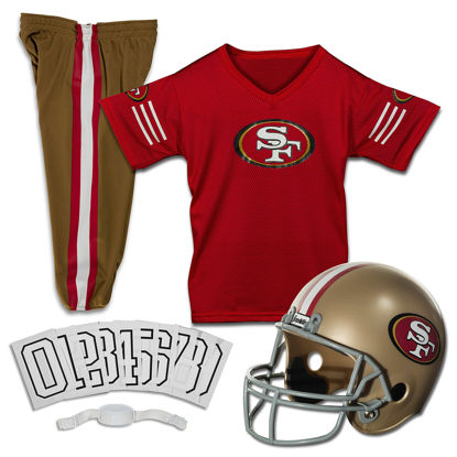 Picture of Franklin Sports San Francisco 49ers Kids NFL Uniform Set - Youth NFL Team Jersey, Helmet, Pants + Apparel Costume - Official NFL Gear -Youth Medium