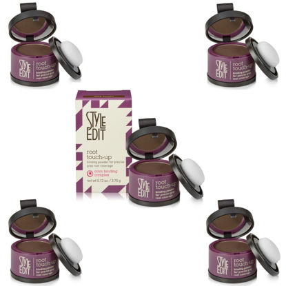 Picture of Style Edit Root Touch Up Powder (5 Pack) to Cover Up Dark Roots and Grays Between Salon Visits, Water Resistant, Non-Sticky, Compact And Mess-Free, Dark Brown Hair Color (Total of 5)