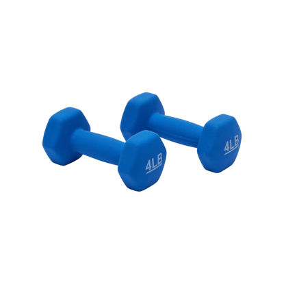 Picture of Amazon Basics Neoprene Coated Hexagon Workout Dumbbell Hand Weight, 4 pound, Set of 2, Blue