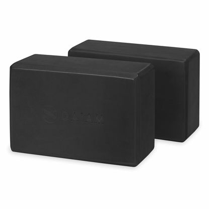 Picture of Gaiam Essentials Yoga Block (Set Of 2) - Supportive Foam Blocks - Soft Non-Slip Surface for Yoga, Pilates, Meditation - Easy-Grip Beveled Edges - Helps with Alignment and Motion - Black