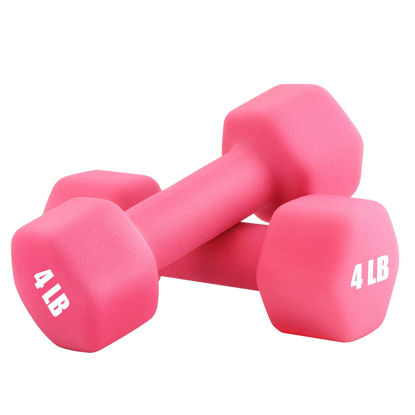 Picture of Portzon Weights Dumbbells 10 Colors Options Compatible with Set of 2 Neoprene Dumbbells Set,1-15 LB, Anti-Slip, Anti-roll, Hex Shape Pink