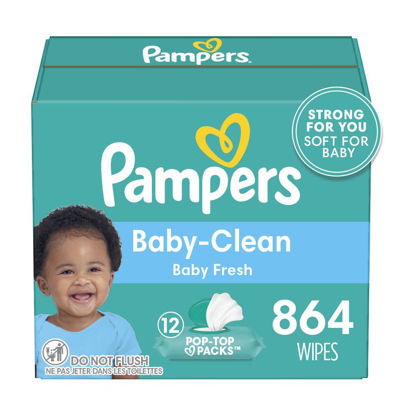 Picture of Pampers Baby Clean Wipes, Baby Fresh Scented, 12 Flip-Top Packs (864 Wipes Total)