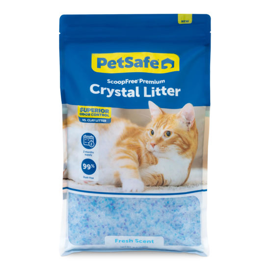 Picture of PetSafe ScoopFree Premium Fresh Scent Crystal Cat Litter, Superior Odor Control, Absorbs 5X Faster, Low Tracking for Less Mess, Lasts up to 2 Months, Lightly Scented (8 lb Bag)