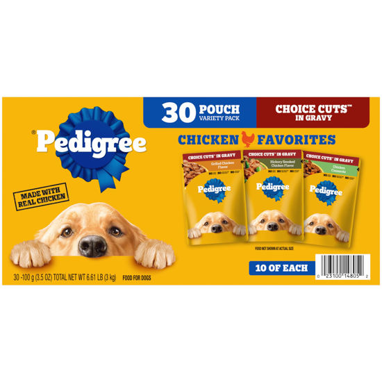 Picture of Pedigree Choice Cuts in Gravy Adult Soft Wet Dog Food Variety Pack, 3.5 oz Pouches, 30 Count