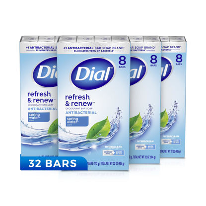 Picture of Dial Antibacterial Bar Soap, Spring Water, 32 Bars, 8 Count (Pack of 4)