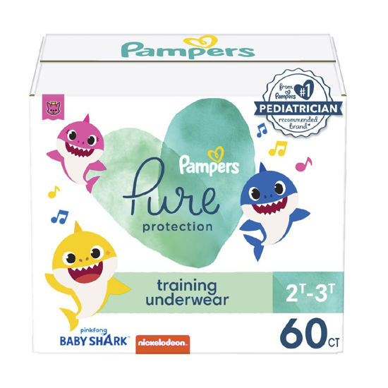 Picture of Pampers Pure Protection Training Pants Baby Shark - Size 2T-3T, 60 Count, Premium Hypoallergenic Training Underwear